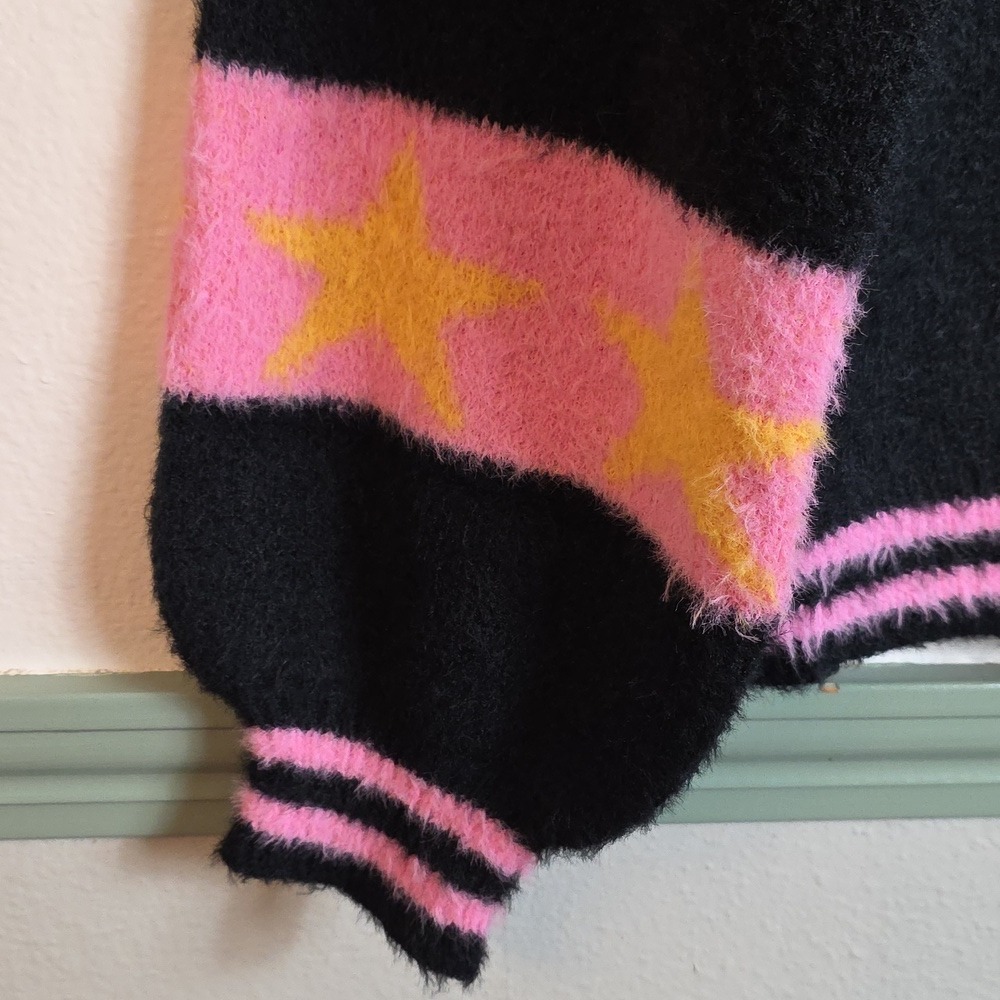 POL Star Sweater Medium Pink Mustard Oversized Y2K Statement Knit - Picture 9 of 17